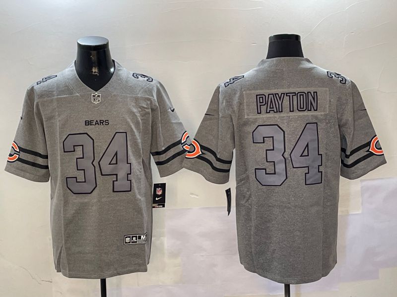 Men Chicago Bears #34 Payton Grey Throwback 2024 Nike Limited NFL Jersey style 2->new york jets->NFL Jersey